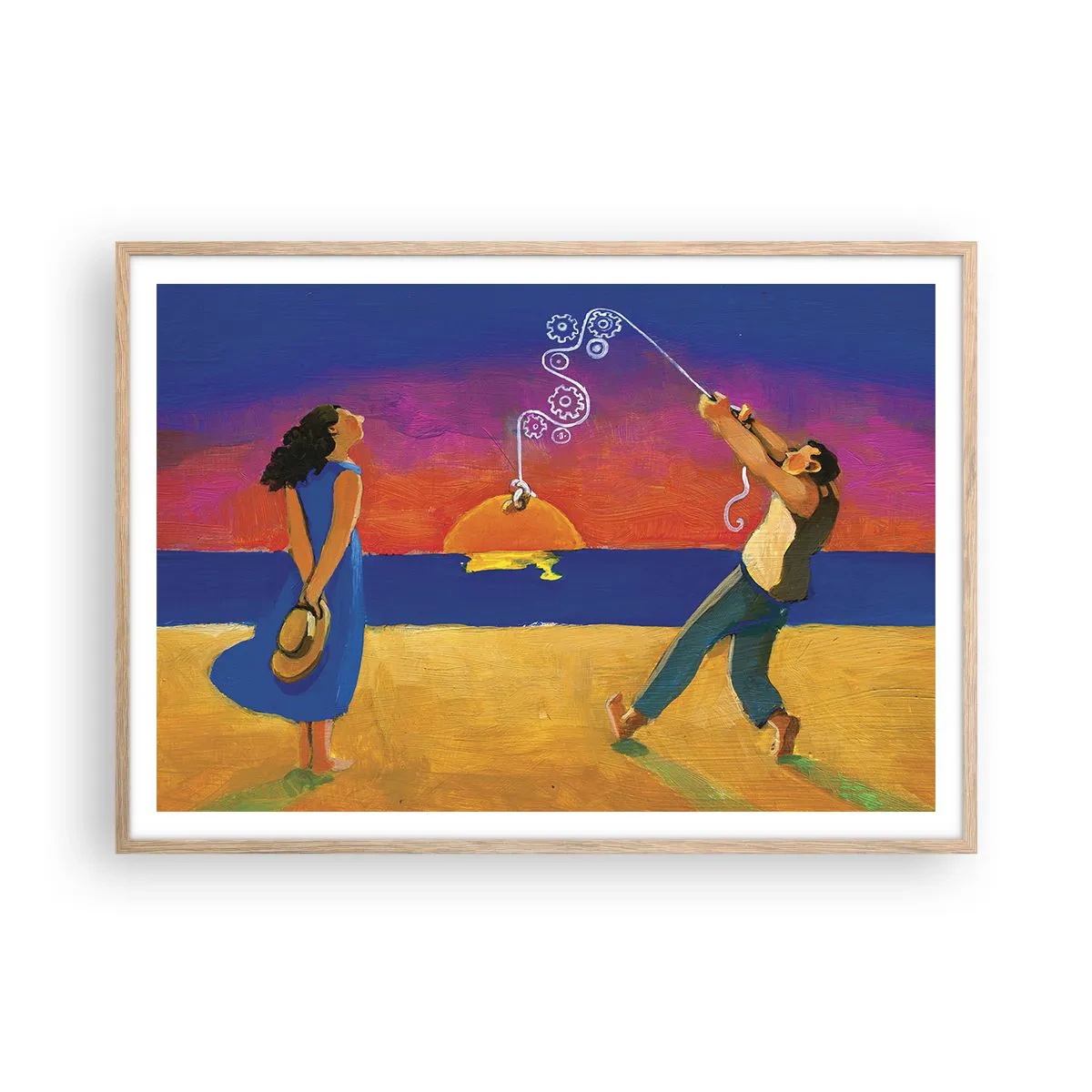 Affiche dans un chêne clair - Poster - Plus qu'une étoile dans le ciel - 100x70 cm