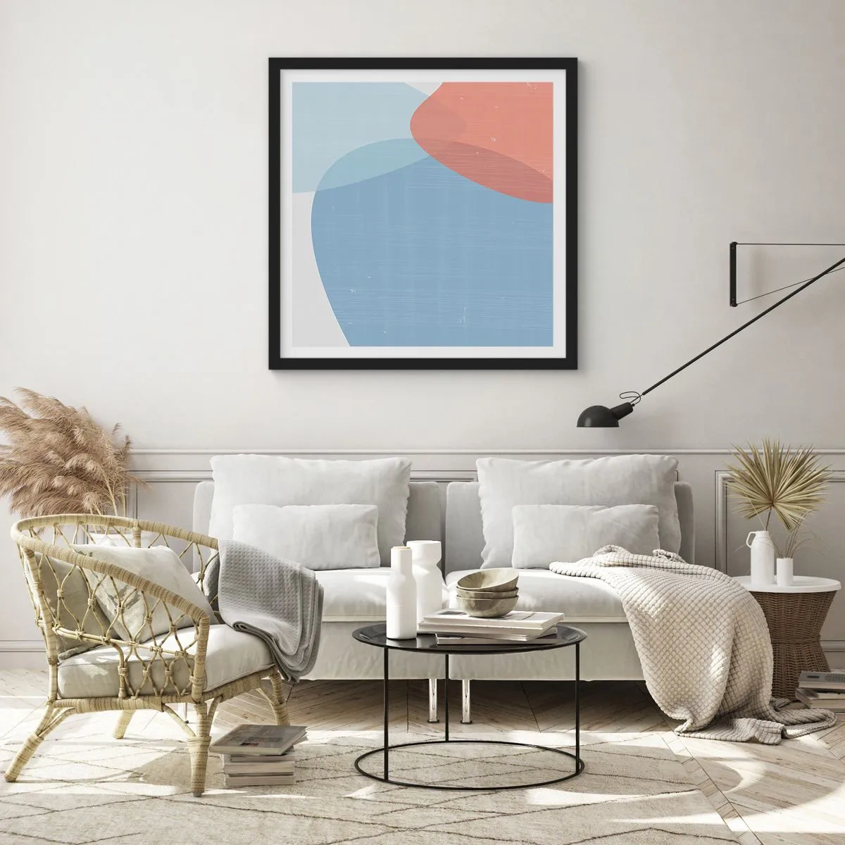 Affiche dans un cadre noir - Poster - Relations pastel - 30x30 cm