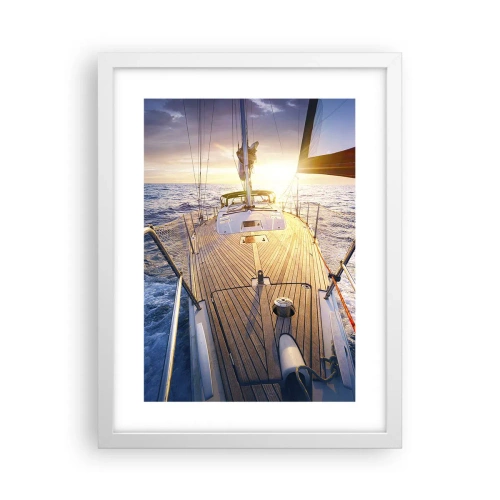 Affiche dans un cadre blanc - Poster - Courir sur les vagues - 30x40 cm