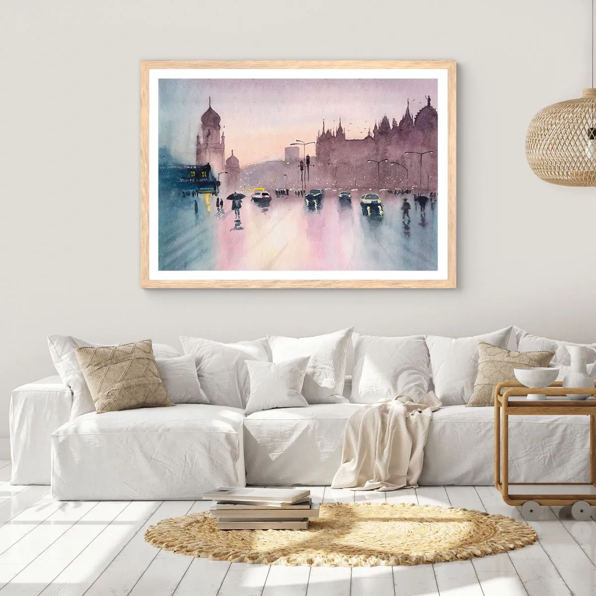 Affiche dans un chêne clair - Poster - Dans une brume pluvieuse - 70x50 cm