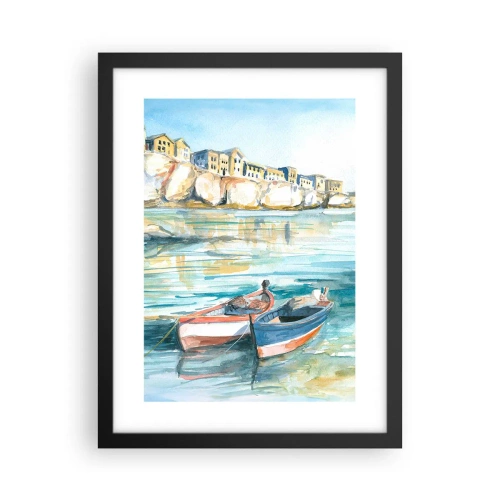 Affiche dans un cadre noir - Poster - Paysage dans l'azur - 30x40 cm