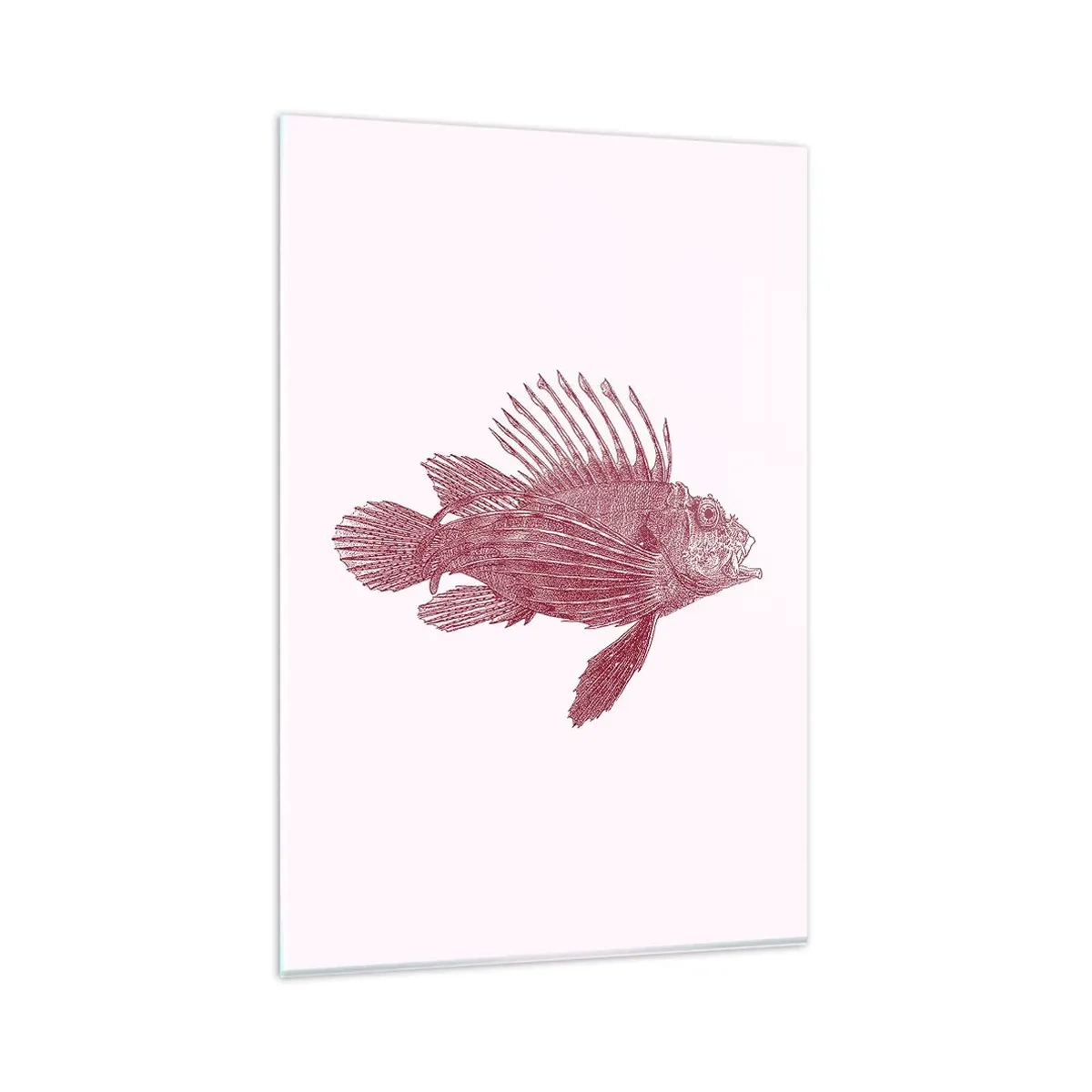 Impression sur verre - Image sur verre - Dessin d'un poisson dans une teinte rouge - 80x120cm - Un habitant des eaux exotiques - Décoration murale moderne pour le salon et la chambre ARTTOR