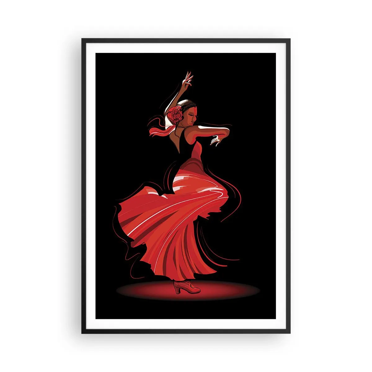 Affiche dans un cadre noir - Poster - L'esprit fougueux du flamenco - 70x100 cm