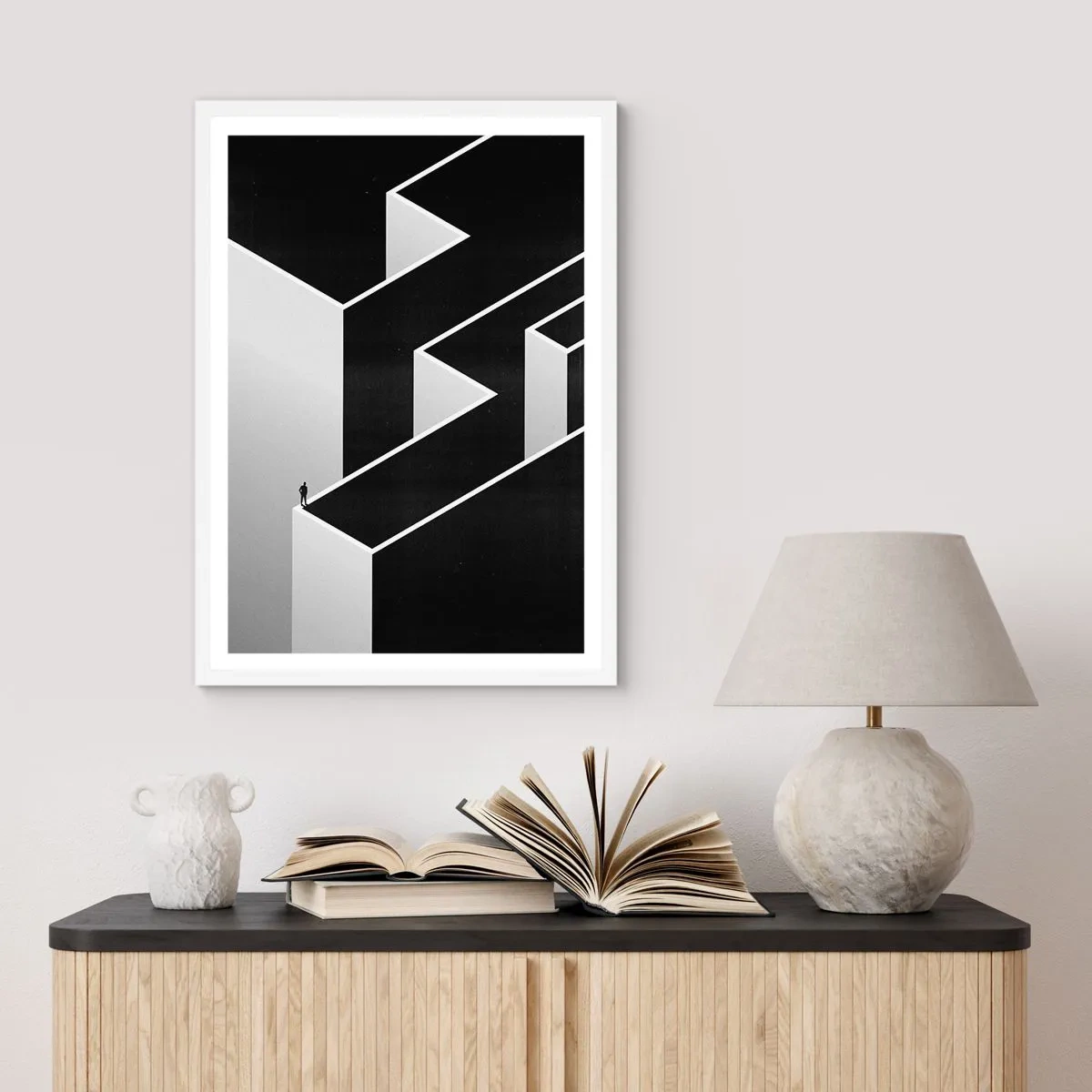 Affiche dans un cadre blanc - Poster - La solitude au sommet - 40x50 cm