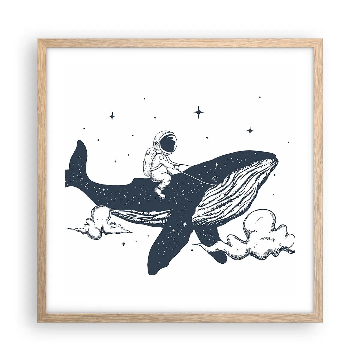 Affiche dans un chêne clair - Poster - Aventure spatiale - 50x50 cm