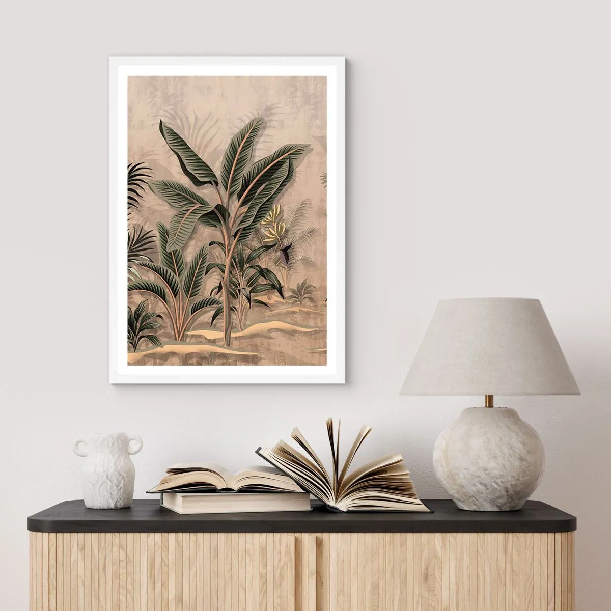 Affiche dans un cadre blanc - Poster - Une gravure de style colonial - 50x70 cm