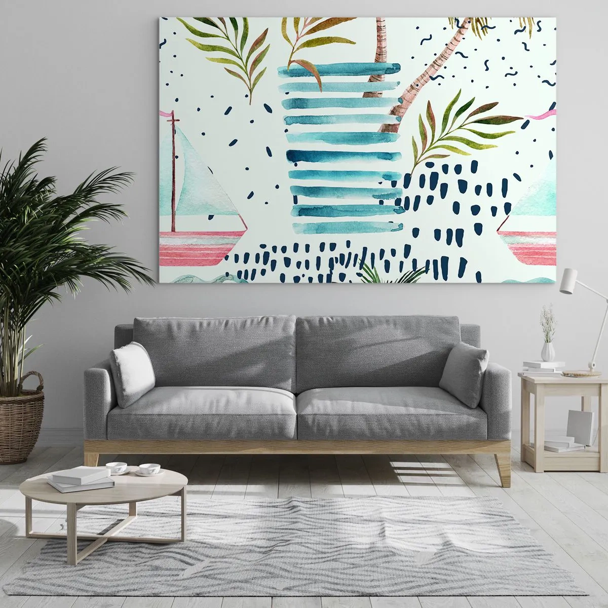 Impression sur verre - Image sur verre - Des vacances sous les palmiers - 100x70cm - Des vacances sous les palmiers - Décoration murale moderne pour le salon et la chambre ARTTOR