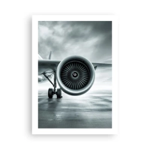 Affiche - Poster - Un moteur à réaction d'avion aux tons monochromes - 50x70cm - Sent la force! - Décoration murale moderne pour le salon et la chambre ARTTOR