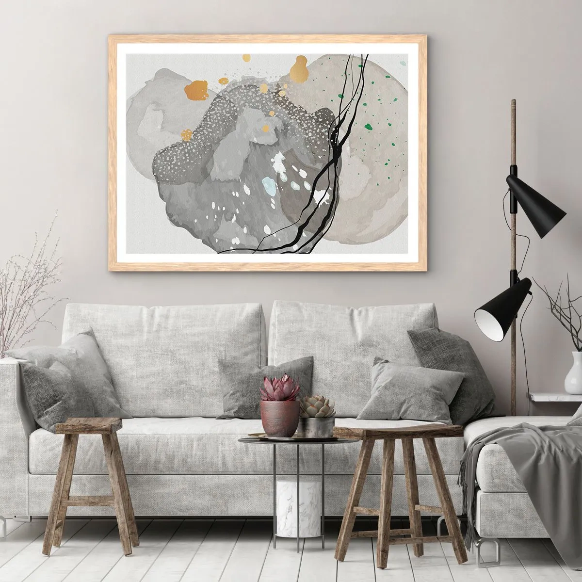 Affiche dans un chêne clair - Poster - Composition organique - 50x40 cm