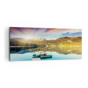 Impression sur toile - Image sur toile - Aussi lisse qu'un miroir au-dessus de l'eau - 100x40 cm