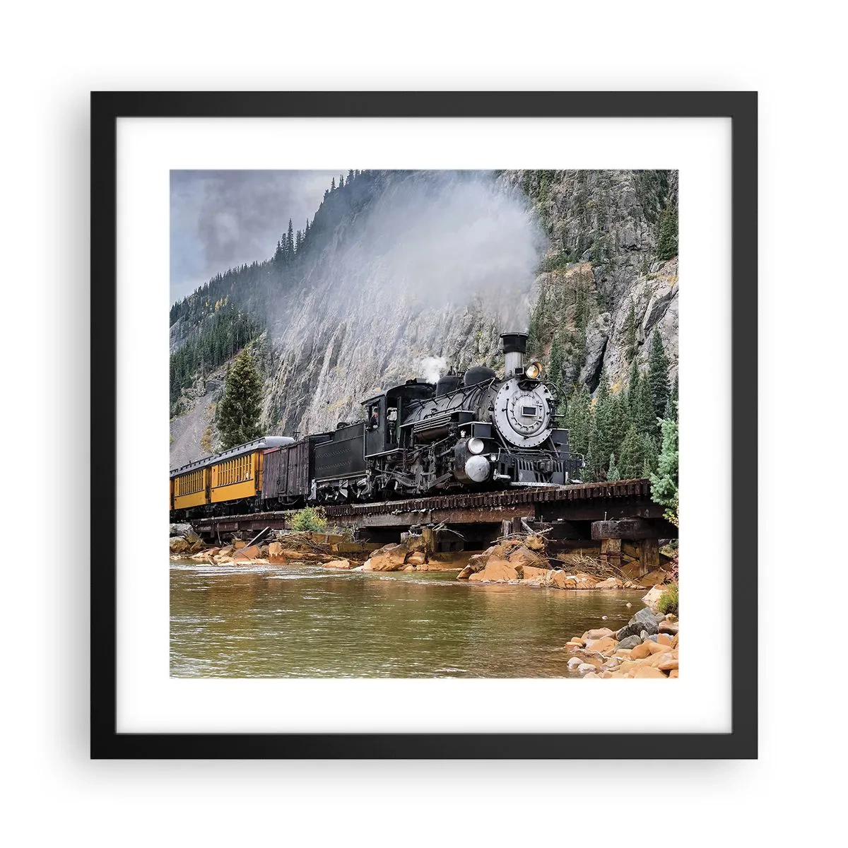 Affiche dans un cadre noir - Poster - Et lui jusqu'où? Jusqu'où? - 40x40 cm