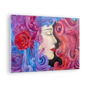 Impression sur verre - Image sur verre - Portrait coloré d'une femme dans le style Art Nouveau avec une riche ornementation - 70x50cm - L'Art Nouveau est toujours vivant - Décoration murale moderne pour le salon et la chambre ARTTOR