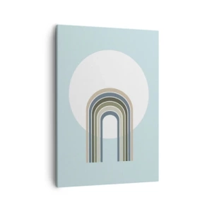 Impression sur toile - Image sur toile - Une composition minimaliste avec un cercle et des lignes sur un fond pastel. - 50x70cm - Attraction irrésistible - Décoration murale moderne pour le salon et la chambre ARTTOR