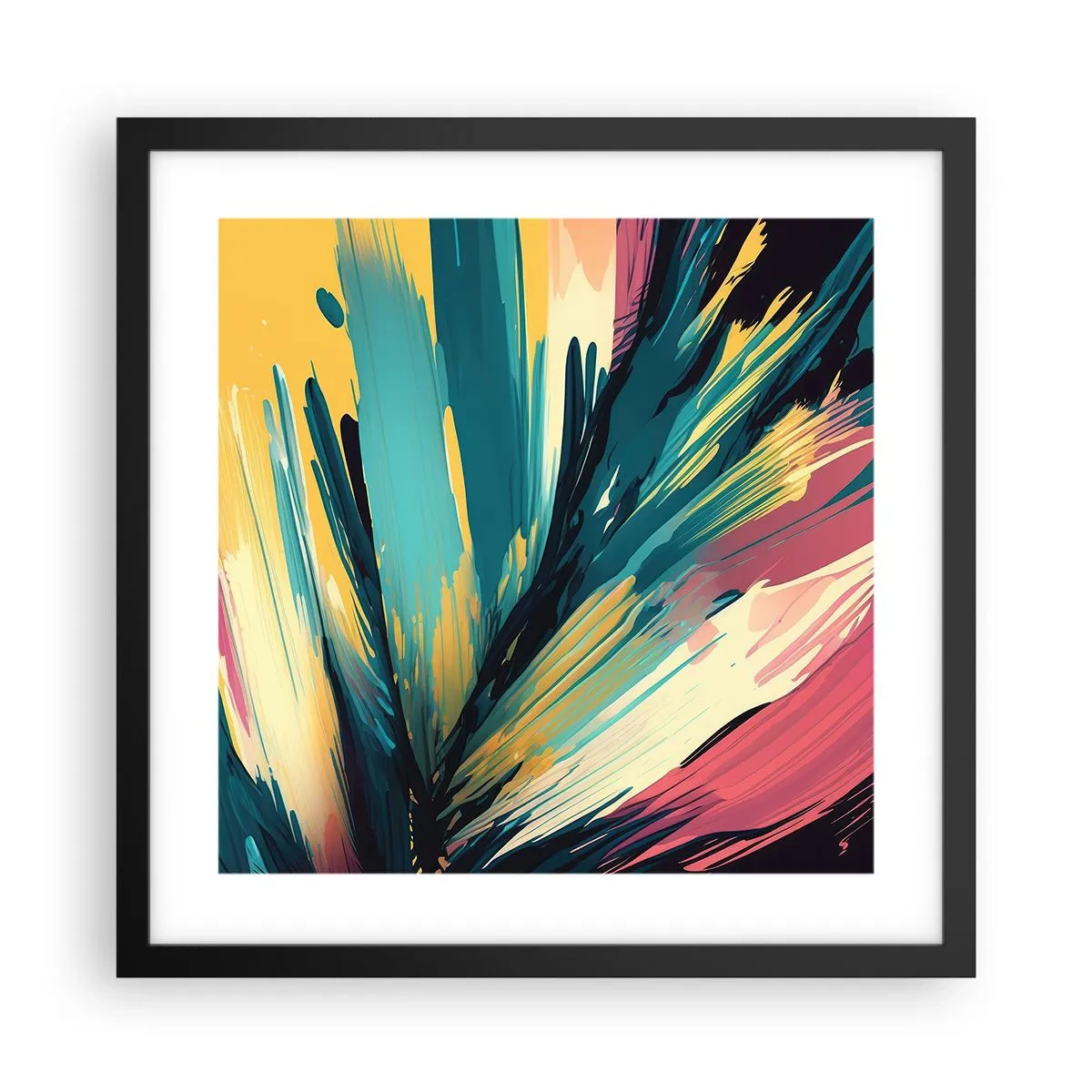 Affiche dans un cadre noir - Poster - Composition – une explosion de joie - 40x40 cm