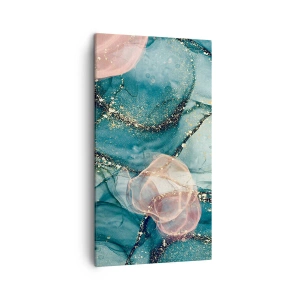 Impression sur toile - Image sur toile - Soie bleu, tulle rose - 45x80 cm