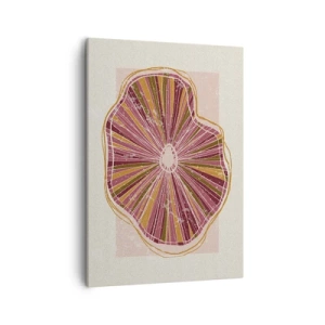 Impression sur toile - Image sur toile - Motif abstrait de tranches d'arbre dans des tons roses - 50x70cm - Abstraction rayonnante - Décoration murale moderne pour le salon et la chambre ARTTOR