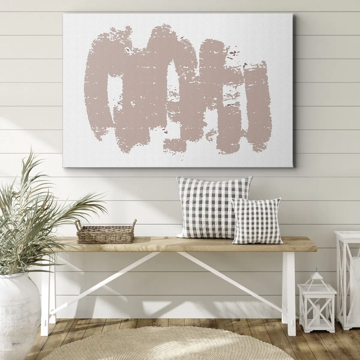 Impression sur toile - Image sur toile - Formes roses douces sur fond clair - 120x80cm - Abstraction en rose tendre - Décoration murale moderne pour le salon et la chambre ARTTOR