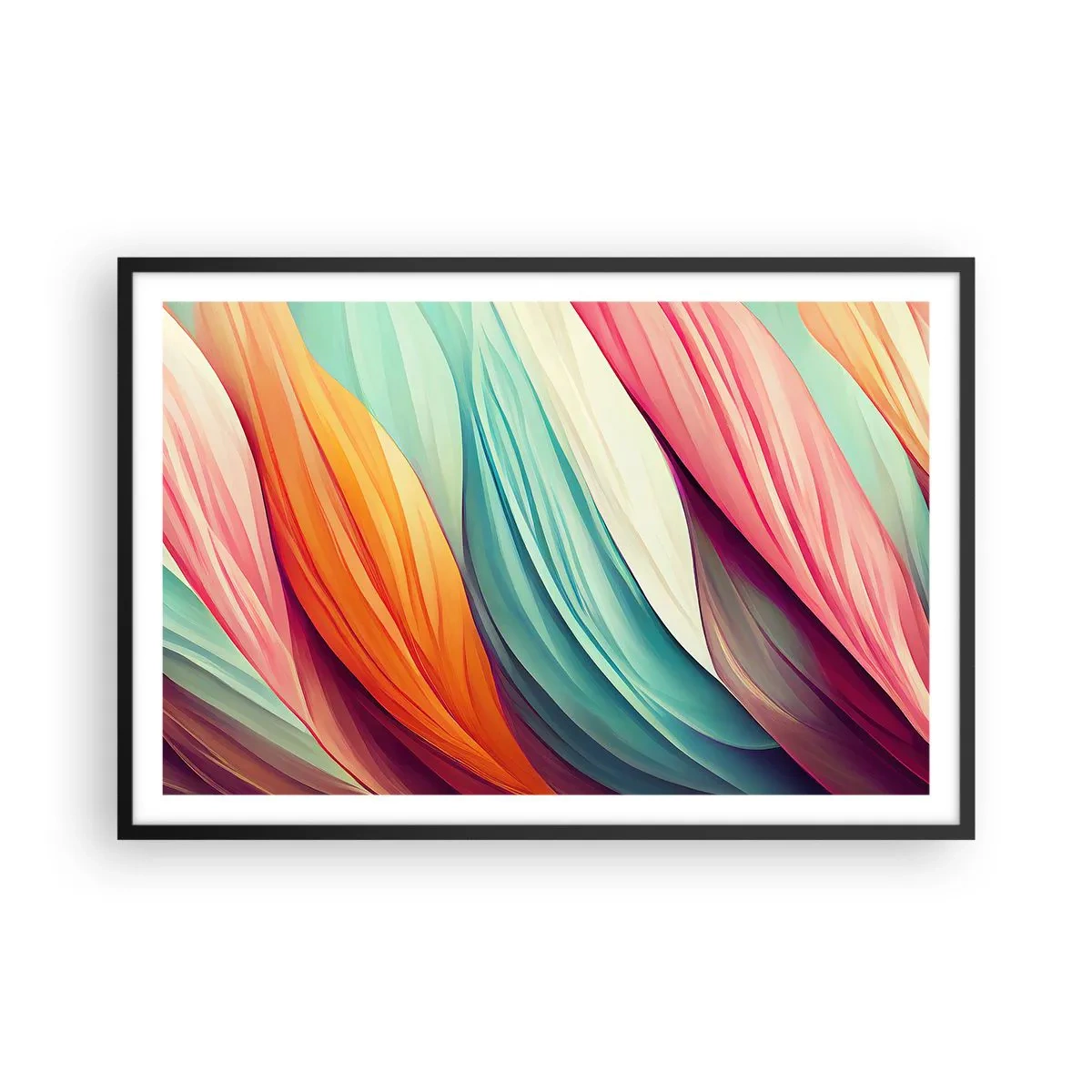 Affiche dans un cadre noir - Poster - Tissage arc-en-ciel - 91x61 cm