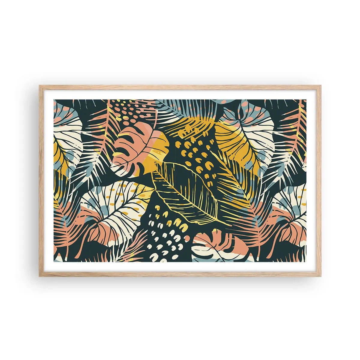 Affiche dans un chêne clair - Poster - Fantaisie feuillue - 91x61 cm