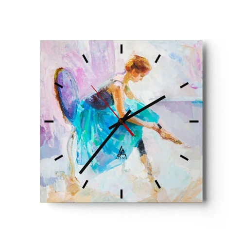 Horloge murale - Pendule murale - Une ballerine se prépare à danser dans des tons pastel. - 30x30cm - Grâce ineffable, charme subtil - Décoration murale moderne pour le salon et la chambre ARTTOR