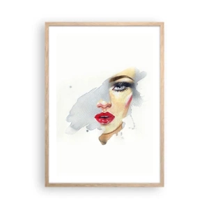 Affiche dans un chêne clair - Poster - Reflet dans une goutte d'eau - 50x70 cm