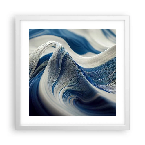 Affiche dans un cadre blanc - Poster - La fluidité du bleu et du blanc - 40x40 cm