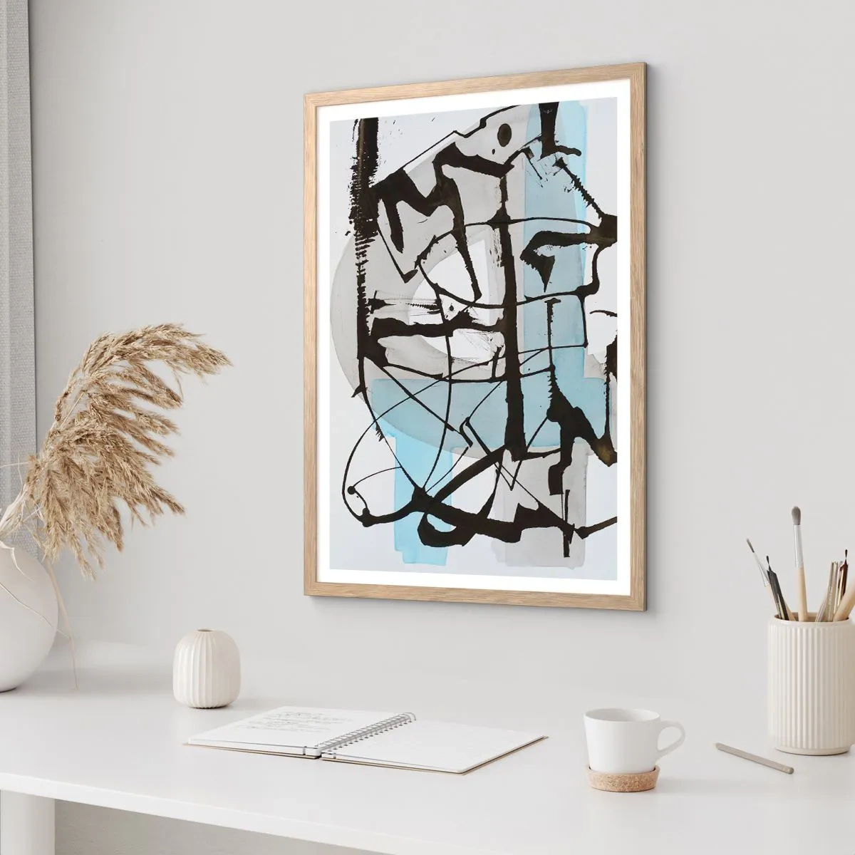 Affiche dans un chêne clair - Poster - Bleu malgré tout - 70x100 cm