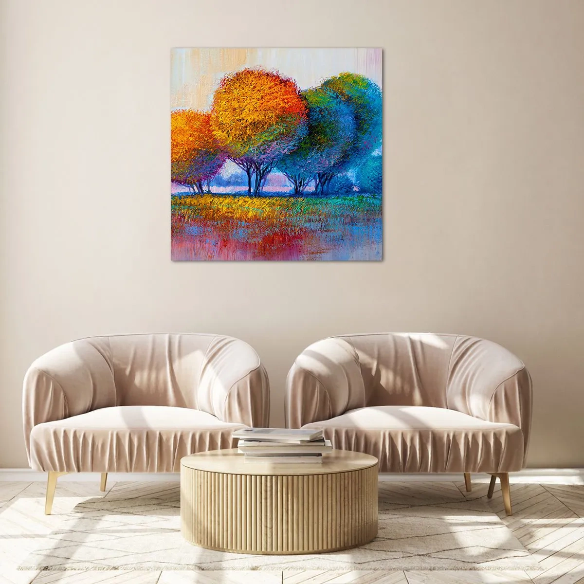 Impression sur verre - Image sur verre - Un bouquet de couleurs éclatantes - 50x50 cm