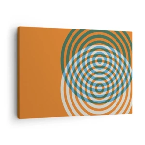 Impression sur toile - Image sur toile - Cercles concentriques sur fond orange - 70x50cm - Variation circulaire abstraite - Décoration murale moderne pour le salon et la chambre ARTTOR