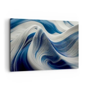 Impression sur toile - Image sur toile - Vagues abstraites dans des tons de bleu et de blanc - 120x80cm - La fluidité du bleu et du blanc - Décoration murale moderne pour le salon et la chambre ARTTOR