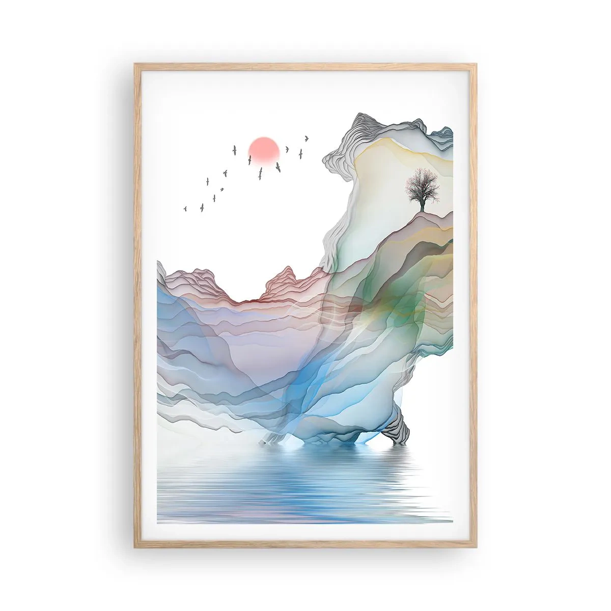Affiche dans un chêne clair - Poster - Vers les montagnes de cristal - 70x100 cm