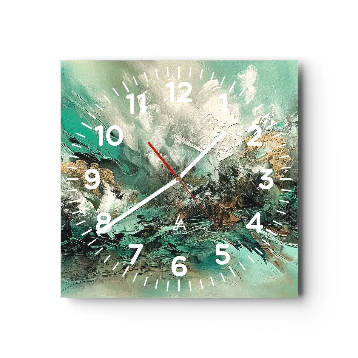 Horloge murale - Pendule murale - Ressac émeraude et noir - 40x40 cm