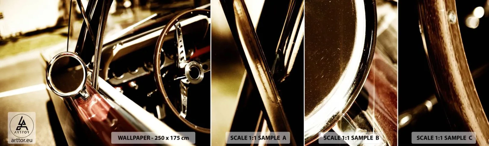 Échantillon De Papier Peint Standard Eco - Auto avec une âme - Voiture, Classique, Automobile - 100x30 cm