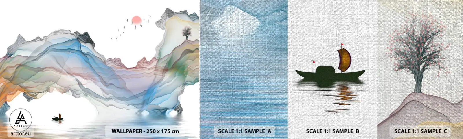 Échantillon de Papier Peint Premium Canvas - Vers les montagnes de cristal - Abstraction, Fantaisie, Paysage - 100x30 cm