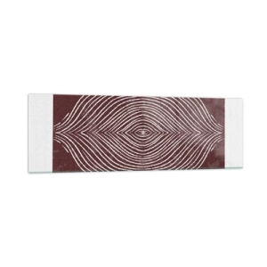 Impression sur verre - Image sur verre - Ondes symétriques en lignes blanches sur fond marron - 160x50cm - L'espace parle - Décoration murale moderne pour le salon et la chambre ARTTOR