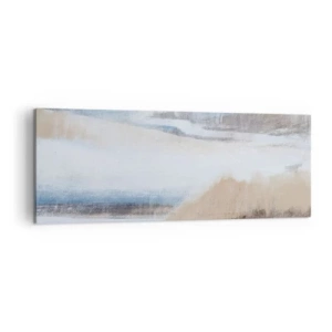 Impression sur toile - Image sur toile - Paysage d'hiver abstrait dans les tons de blanc et de bleu - 140x50cm - Composition hivernale - Décoration murale moderne pour le salon et la chambre ARTTOR