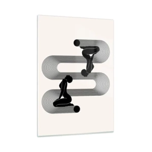 Impression sur verre - Image sur verre - Silhouettes féminines minimalistes avec un motif de ligne graphique - 50x70cm - Symétrie sensuelle - Décoration murale moderne pour le salon et la chambre ARTTOR