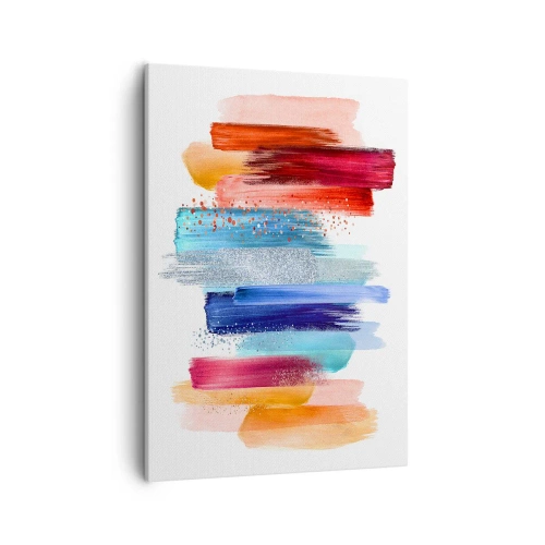 Impression sur toile - Image sur toile - Coups de pinceau colorés sur fond blanc - 50x70cm - En haut et en bas - Décoration murale moderne pour le salon et la chambre ARTTOR