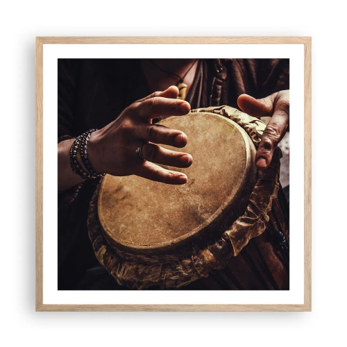 Affiche dans un chêne clair - Poster - Au rythme du coeur - 60x60 cm