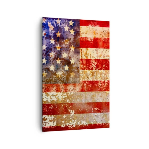 Impression sur toile - Image sur toile - Drapeau américain stylisé avec un effet vieilli - 80x120cm - La gloire ne s'efface pas - Décoration murale moderne pour le salon et la chambre ARTTOR