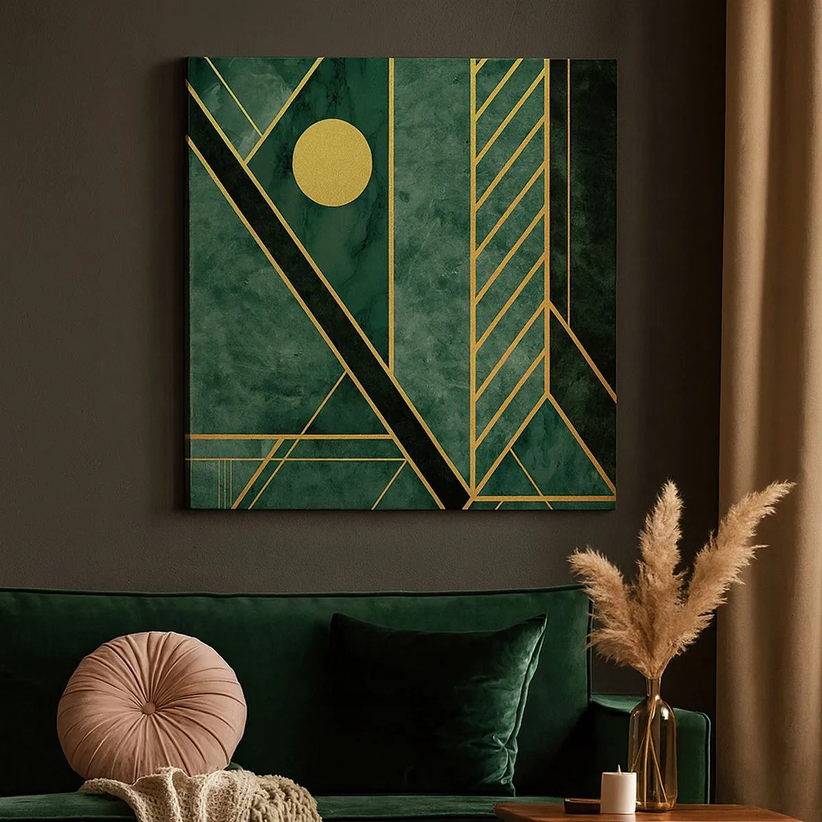 Impression sur toile - Image sur toile - Dynamique or et azur - 30x30 cm