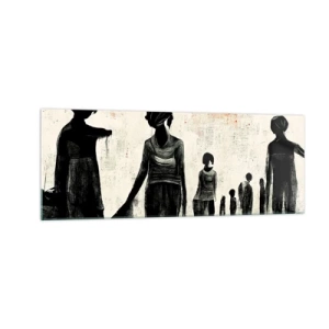Impression sur verre - Image sur verre - Figures dans une composition monochrome sur fond clair - 140x50cm - Contre la solitude - Décoration murale moderne pour le salon et la chambre ARTTOR