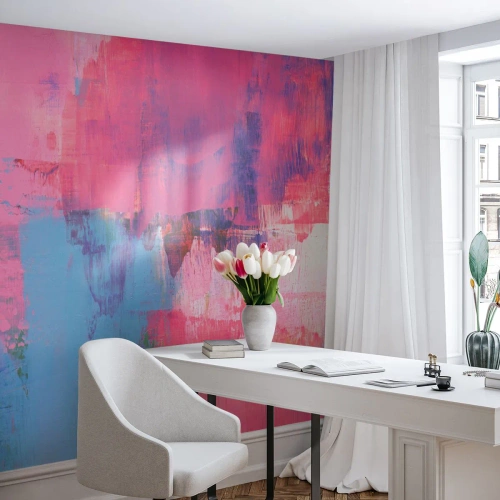 Papier Peint Photo Premium Canvas - Du rose, du bleu et une pincée de lumière - Abstraction, Minimalisme, Morceau - 300x210 cm