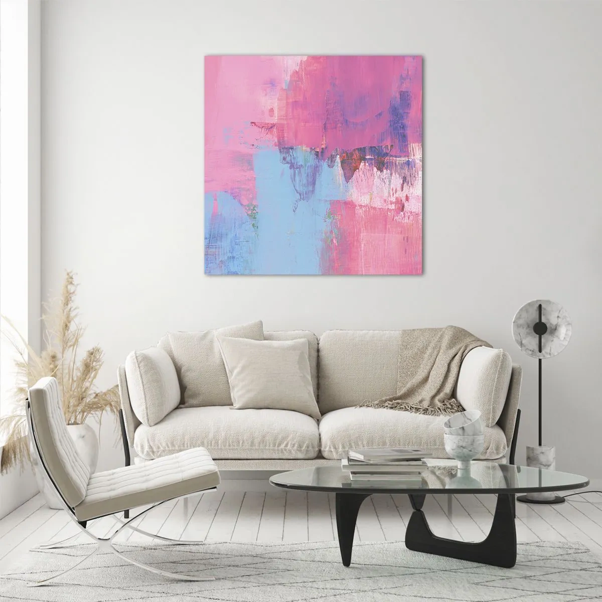 Impression sur verre - Image sur verre - Du rose, du bleu et une pincée de lumière - 30x30 cm