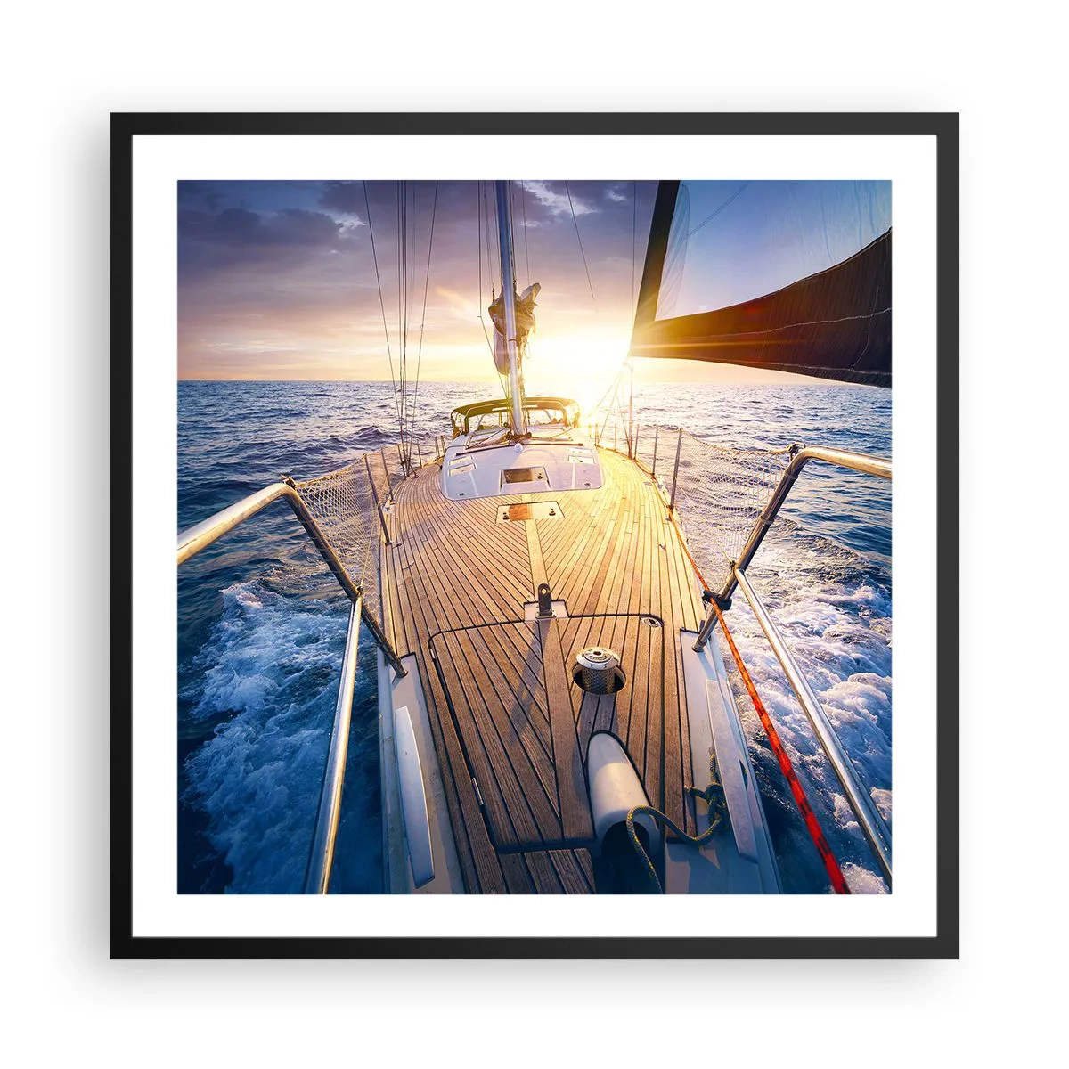 Affiche dans un cadre noir - Poster - Courir sur les vagues - 60x60 cm