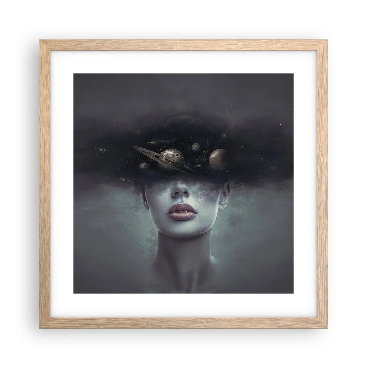 Affiche dans un chêne clair - Poster - Et les planètes deviennent folles... - 40x40 cm