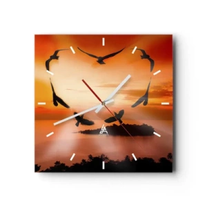 Horloge murale - Pendule murale - Aimer le monde comme les oiseaux - 40x40 cm