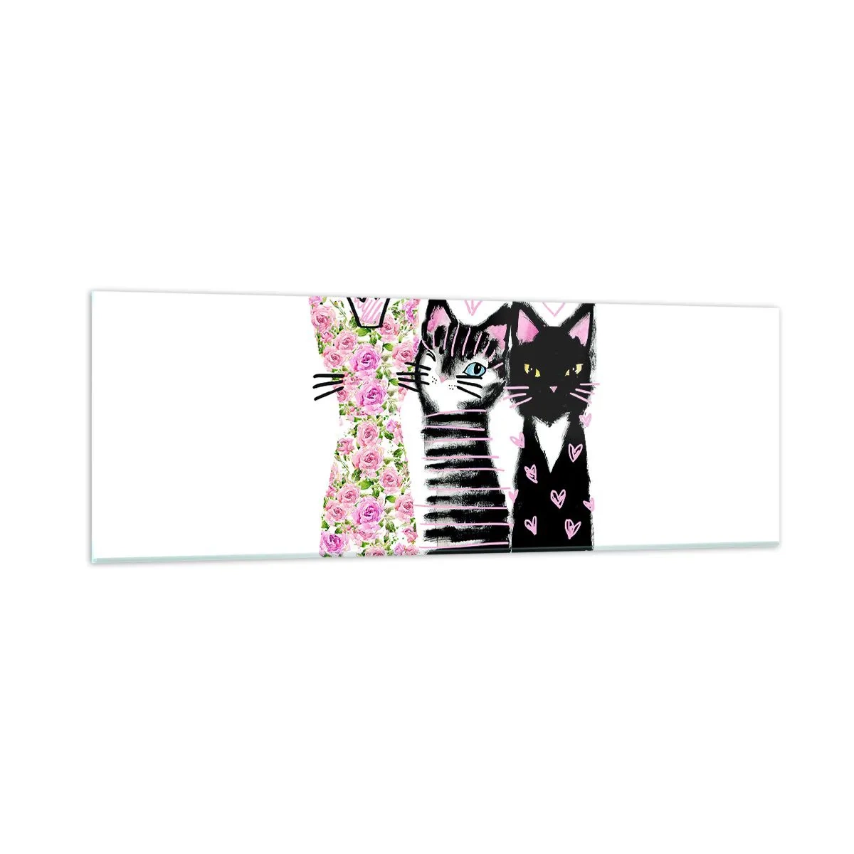 Impression sur verre - Image sur verre - Il y avait trois chats - 90x30 cm
