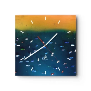 Horloge murale - Pendule murale - Jeu de vacances - 40x40 cm