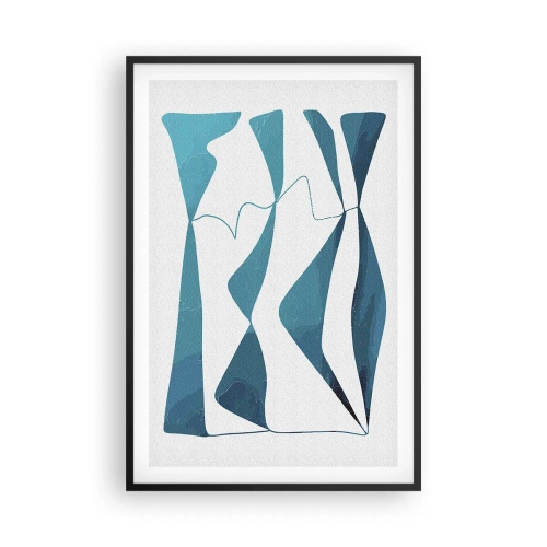 Affiche dans un cadre noir - Poster - Abstraction : composé turquoise - 61x91 cm